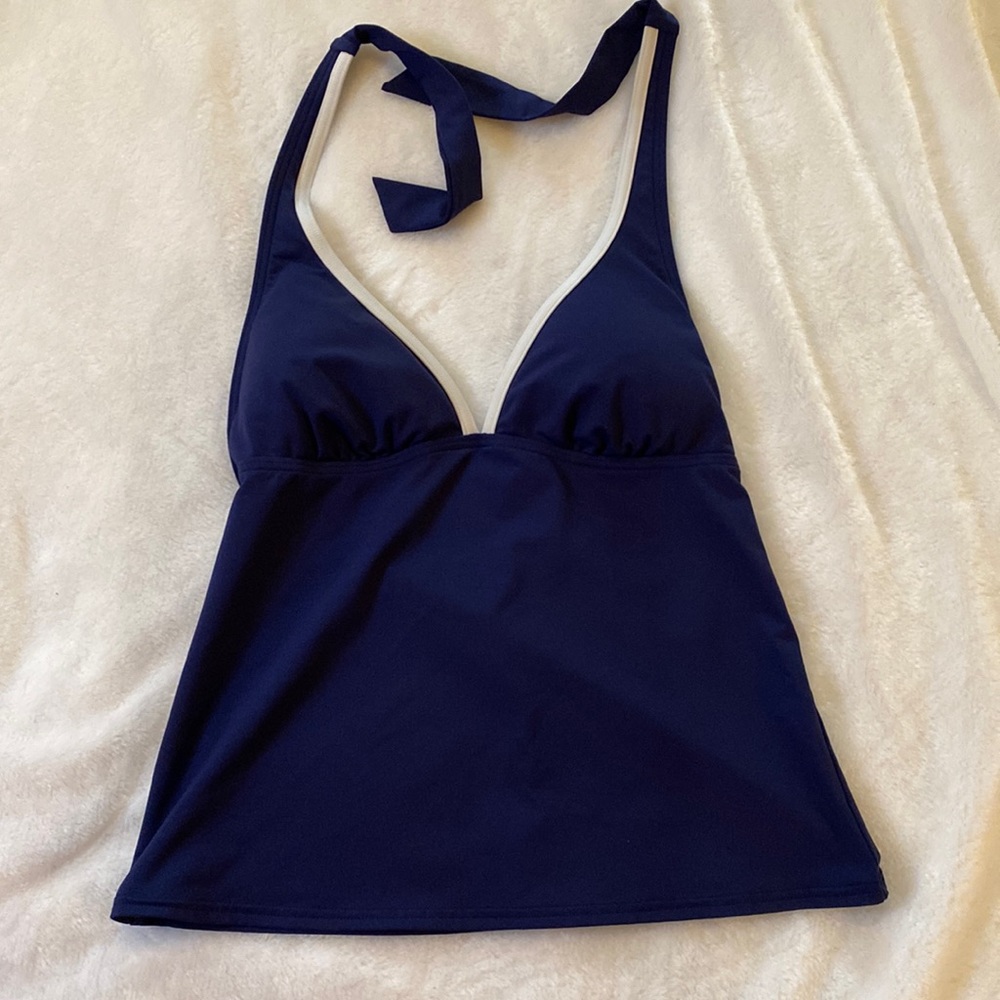 Lands End Canvas 1963 Navy Blue Swim Tankini Top Sz S/6-8